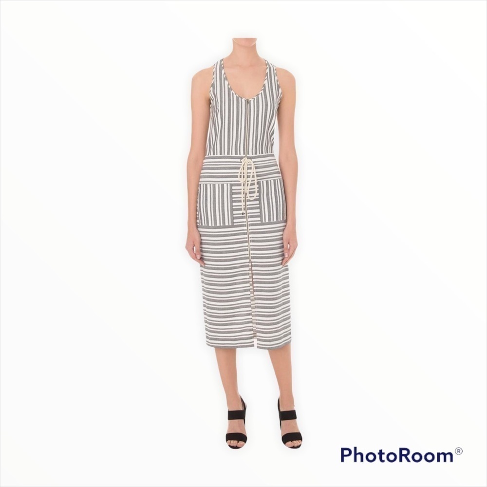 Veronica Beard Ivory Stripe Harbour Racerback Midi Dress Size 4 - Picture 4 of 10